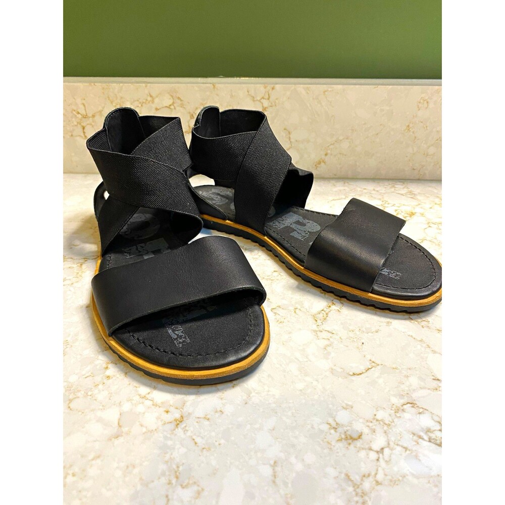 SOREL Leather Strappy Slip-On Sandals Black US 7.5 Women M EU 38